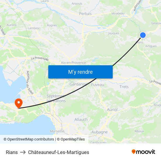 Rians to Châteauneuf-Les-Martigues map
