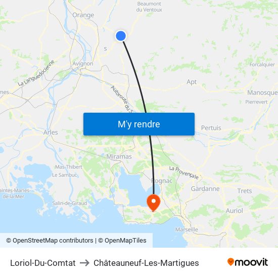 Loriol-Du-Comtat to Châteauneuf-Les-Martigues map