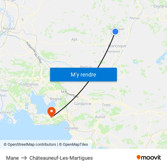 Mane to Châteauneuf-Les-Martigues map