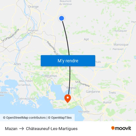 Mazan to Châteauneuf-Les-Martigues map