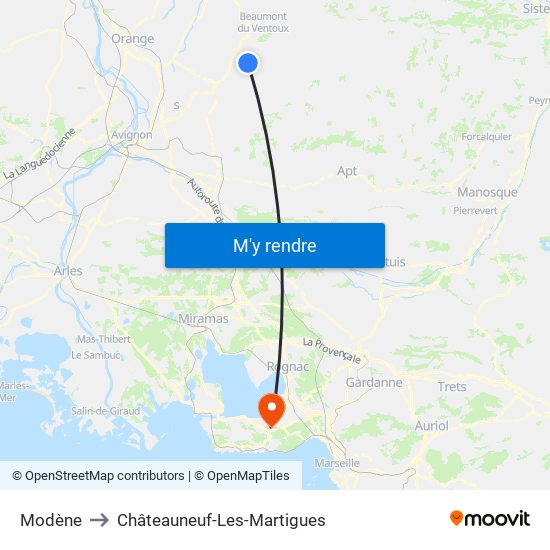 Modène to Châteauneuf-Les-Martigues map