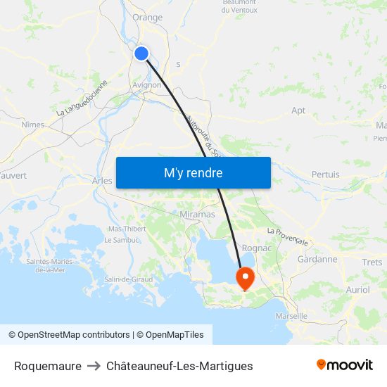 Roquemaure to Châteauneuf-Les-Martigues map