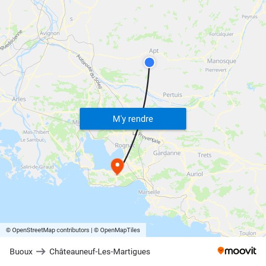 Buoux to Châteauneuf-Les-Martigues map