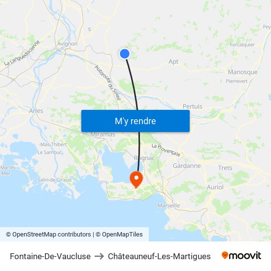 Fontaine-De-Vaucluse to Châteauneuf-Les-Martigues map