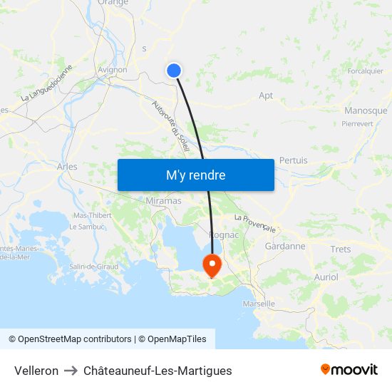 Velleron to Châteauneuf-Les-Martigues map