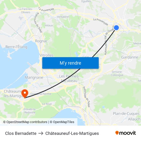 Clos Bernadette to Châteauneuf-Les-Martigues map