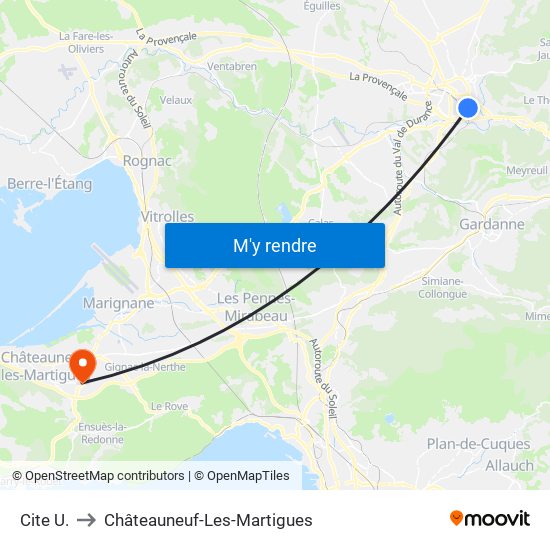 Cite  U. to Châteauneuf-Les-Martigues map