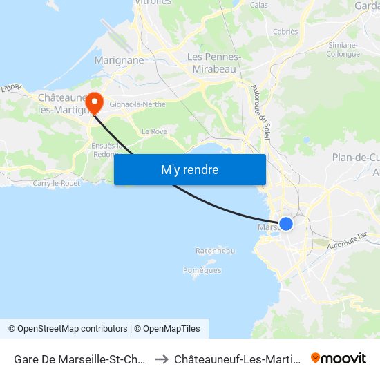 Gare De Marseille-St-Charles to Châteauneuf-Les-Martigues map