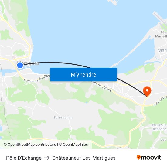 Pôle D'Echange to Châteauneuf-Les-Martigues map