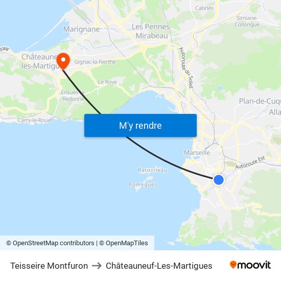 Teisseire Montfuron to Châteauneuf-Les-Martigues map