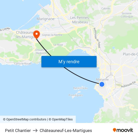 Petit Chantier to Châteauneuf-Les-Martigues map