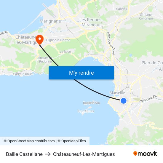 Baille Castellane to Châteauneuf-Les-Martigues map