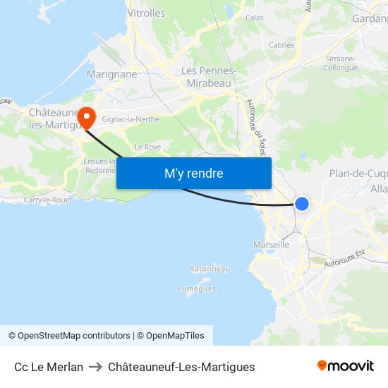Cc Le Merlan to Châteauneuf-Les-Martigues map