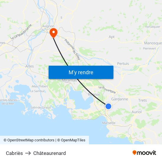 Cabriès to Châteaurenard map