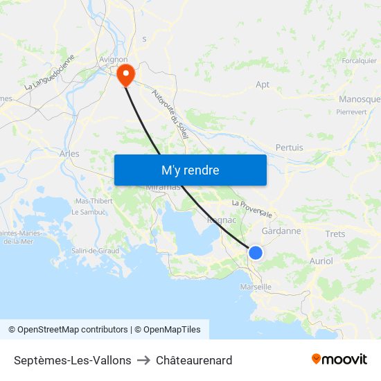 Septèmes-Les-Vallons to Châteaurenard map