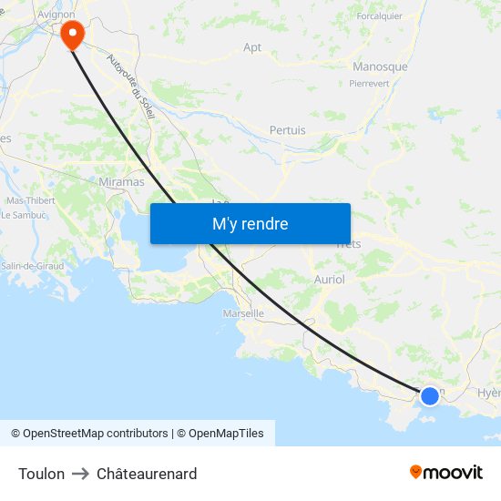 Toulon to Châteaurenard map