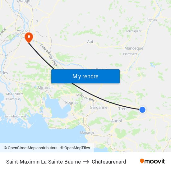 Saint-Maximin-La-Sainte-Baume to Châteaurenard map