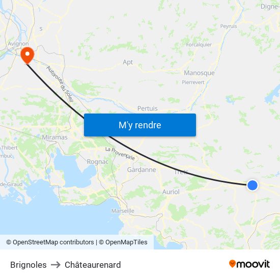 Brignoles to Châteaurenard map