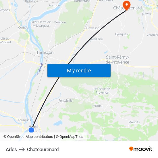Arles to Châteaurenard map