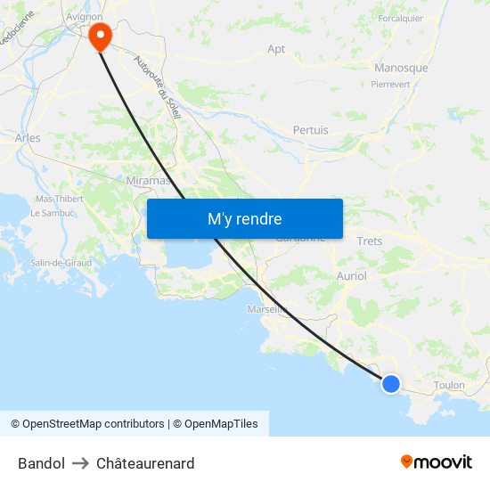 Bandol to Châteaurenard map