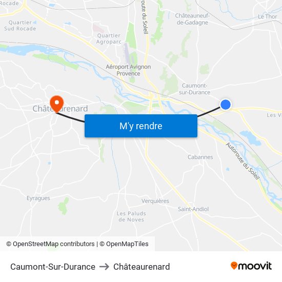 Caumont-Sur-Durance to Châteaurenard map