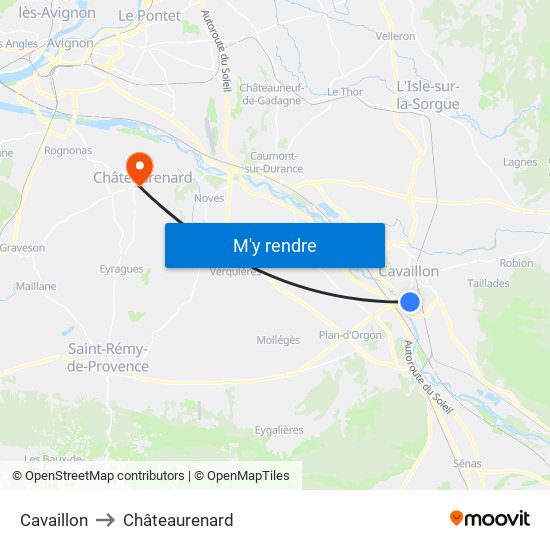 Cavaillon to Châteaurenard map