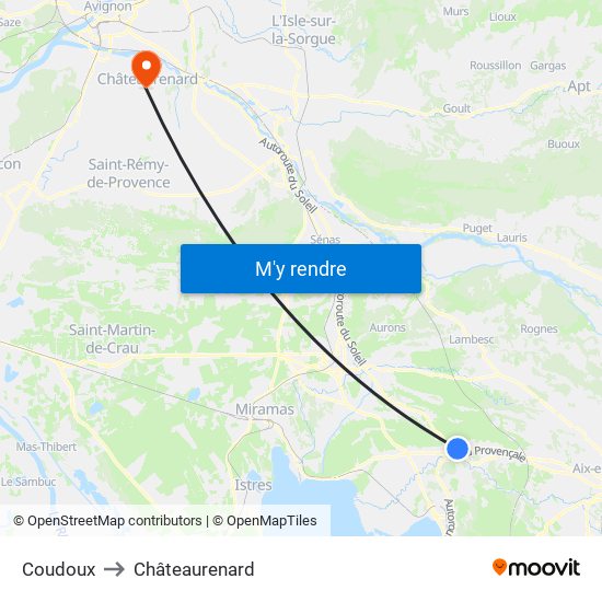 Coudoux to Châteaurenard map
