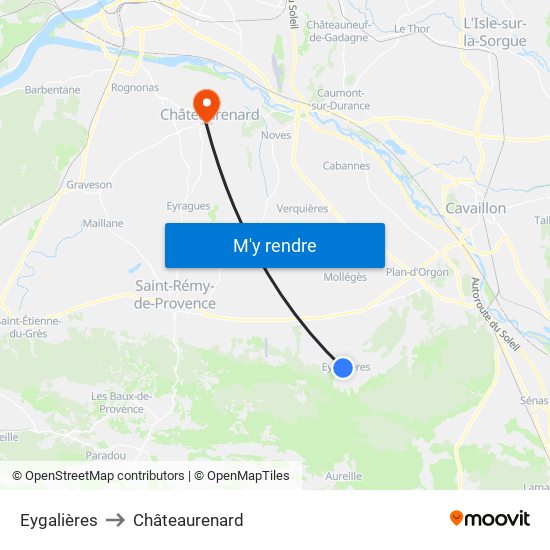 Eygalières to Châteaurenard map
