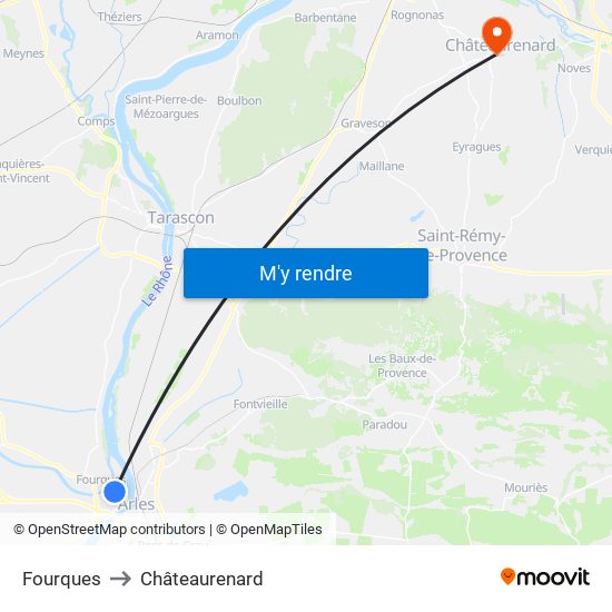 Fourques to Châteaurenard map