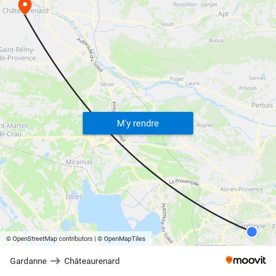 Gardanne to Châteaurenard map
