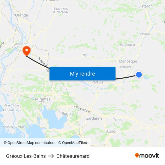 Gréoux-Les-Bains to Châteaurenard map