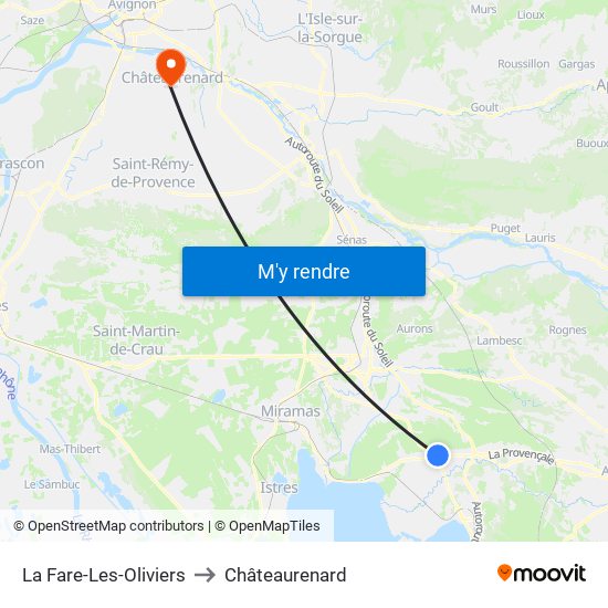La Fare-Les-Oliviers to Châteaurenard map