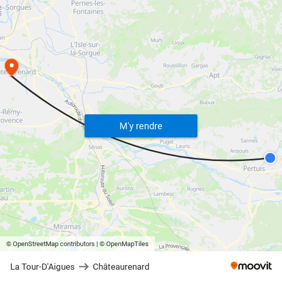 La Tour-D'Aigues to Châteaurenard map