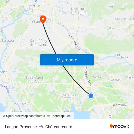 Lançon-Provence to Châteaurenard map