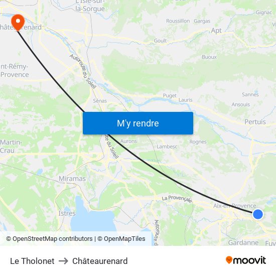 Le Tholonet to Châteaurenard map