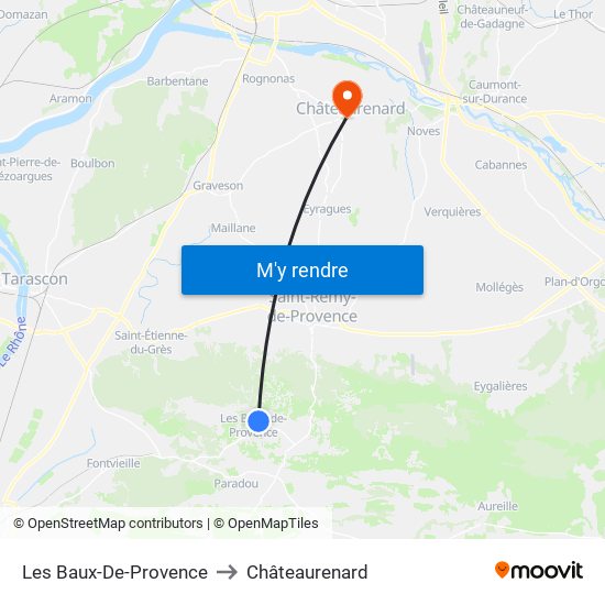Les Baux-De-Provence to Châteaurenard map