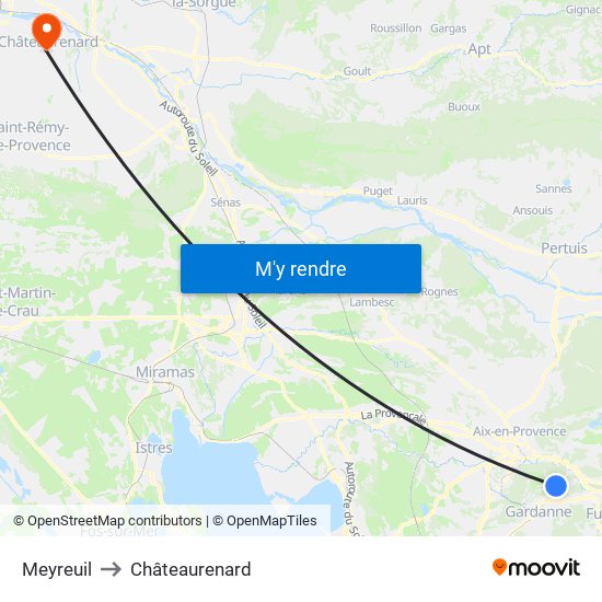 Meyreuil to Châteaurenard map