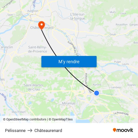 Pélissanne to Châteaurenard map