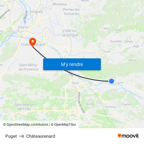 Puget to Châteaurenard map