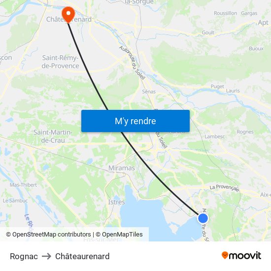 Rognac to Châteaurenard map