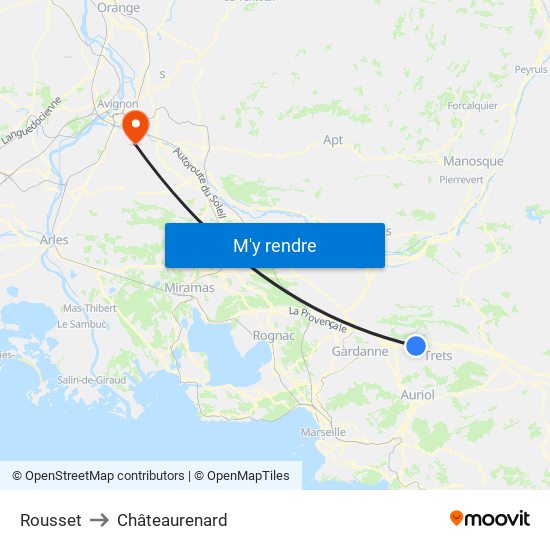 Rousset to Châteaurenard map