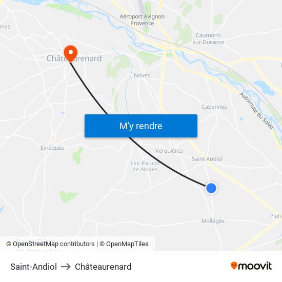 Saint-Andiol to Châteaurenard map