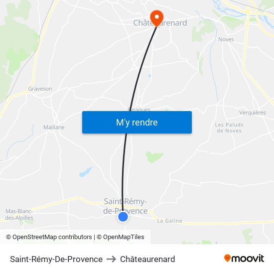 Saint-Rémy-De-Provence to Châteaurenard map