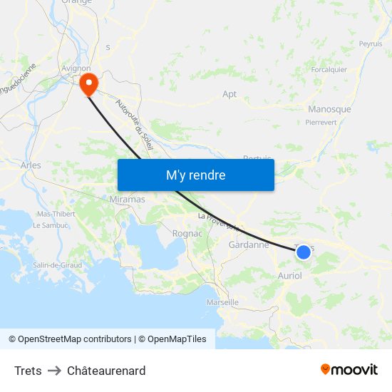 Trets to Châteaurenard map