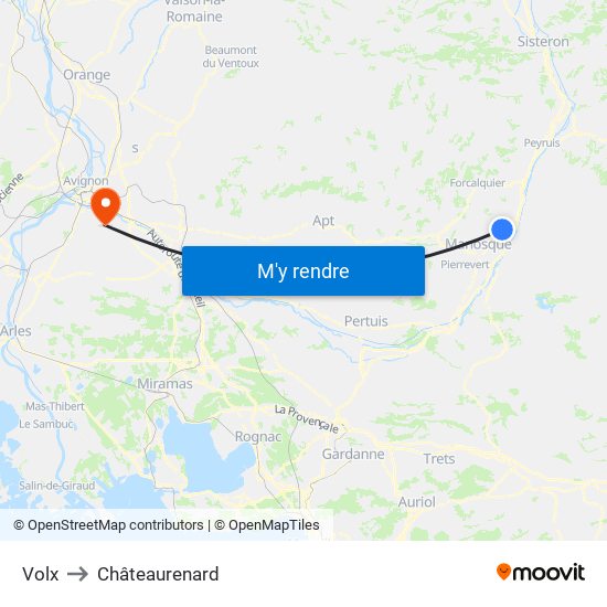 Volx to Châteaurenard map