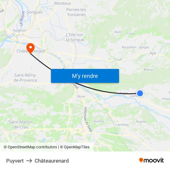 Puyvert to Châteaurenard map