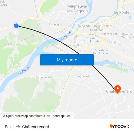 Saze to Châteaurenard map