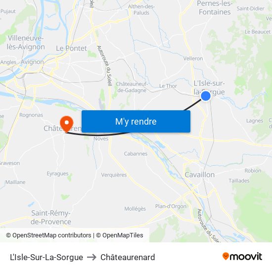 L'Isle-Sur-La-Sorgue to Châteaurenard map