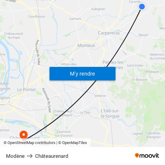 Modène to Châteaurenard map