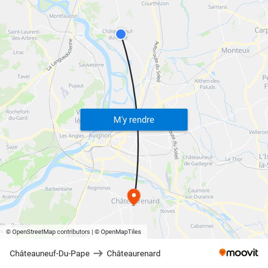 Châteauneuf-Du-Pape to Châteaurenard map